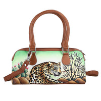 "SUKRITI 100% Genuine Leather Ladies Shoulder Bag (Theme: Leopard) Color: Dark Beige Size: 12(L)x5.5(H)x4(W) inches"