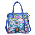 SUKRITI Blue Floral Forest Genuine Leather Ladies Shoulder Tote Bag (12"x4"x12") - Sticky add to cart bar