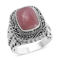 BALI LEGACY Argentinian Rhodochrosite Fillegree Work Ring in Sterling Silver (9.35 g) 7.10 ctw - Sticky add to cart bar