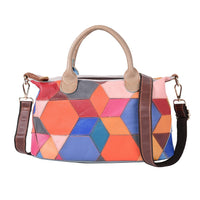 CHAOS BY ELSIE Orange Multi Color Genuine Leather Middle Size Tote Bag with Handle Drop