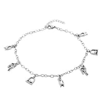 Zoo Theme Charm Anklet in Stainless Steel (9-11 Inches)