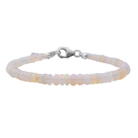 15.00 ctw Ethiopian Welo Opal Beads Bracelet in Rhodium Over Sterling Silver (7.25 In)