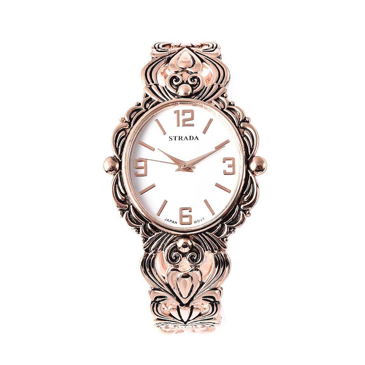 STRADA Japanese Movement Cuff Bracelet Watch in Goldtone (6.5-7.00 In)