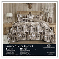 UNIDOS Brown Farmhouse 5 pc Reversible Bedspread Set -Queen