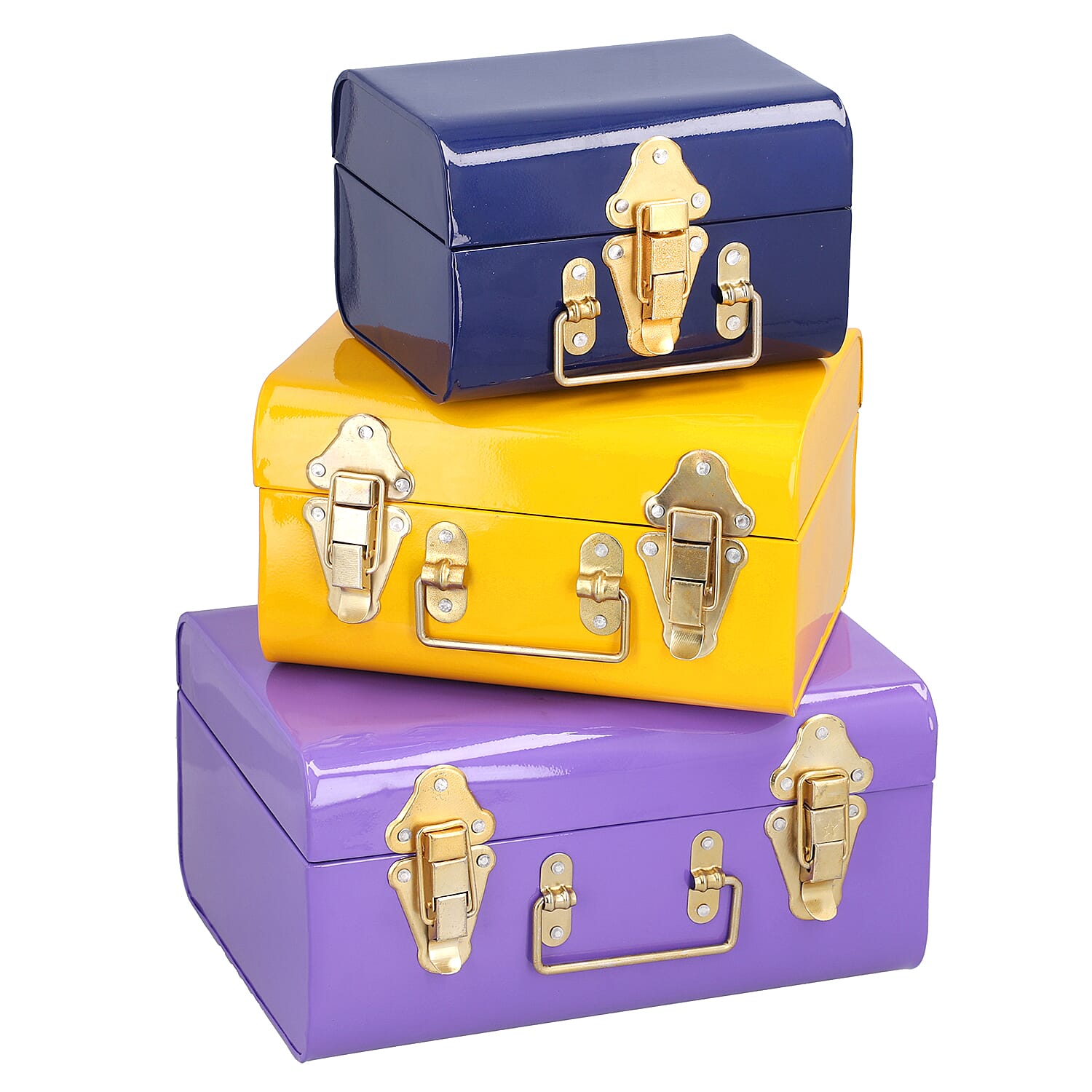"Storage Trunk set of 3 with hammered top  Material - Iron with powder coating"