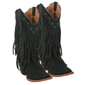 TANNER MARK 100% Genuine Suede Leather Western Style Square Toe Boot with Fringe - Black - Size 10 - Sticky add to cart bar