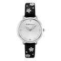 BCBGeneration Austrian Crystal Japanese Movement White Floral Vegan Leather Strap Watch in Goldtone (34mm) - Sticky add to cart bar