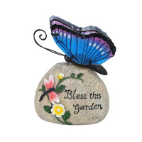 Blue & Purple Butterfly Print Pattern Resin Solar Lamp Pendant in Silvertone