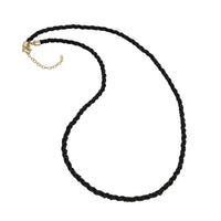 Black Glass Seed Beaded Necklace (36 Inches) in Goldtone