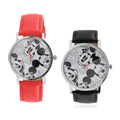EXCLUSIVE DEAL DISNEY Set of 2 Japanese Movement Mickey and Minnie Mouse Red Vegan Leather Strap His & Hers Gift Set Watch (35mm) (45mm) - Sticky add to cart bar
