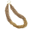 Gold Glass Seed Bead Necklace in Goldtone, Multi Strand Beaded Necklace, Unique Gifts For Birthday 25-28 Inches - Sticky add to cart bar