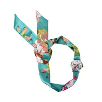 STRADA Japanese Movement Watch with Multi Color Floral Printed Chiffon Strap (34.5 inch)
