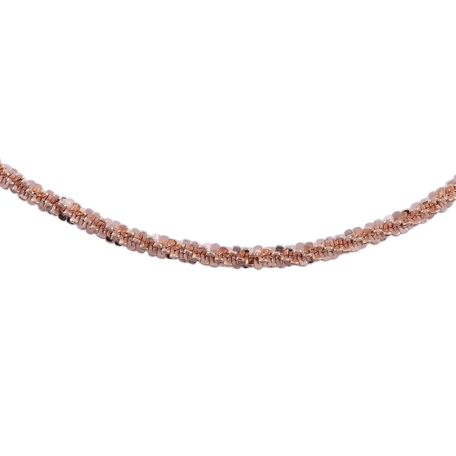 Italian Diamond Cut Sparkle Chain 30 Inches in 14K Rose Gold  Over Sterling Silver 3.50 Grams