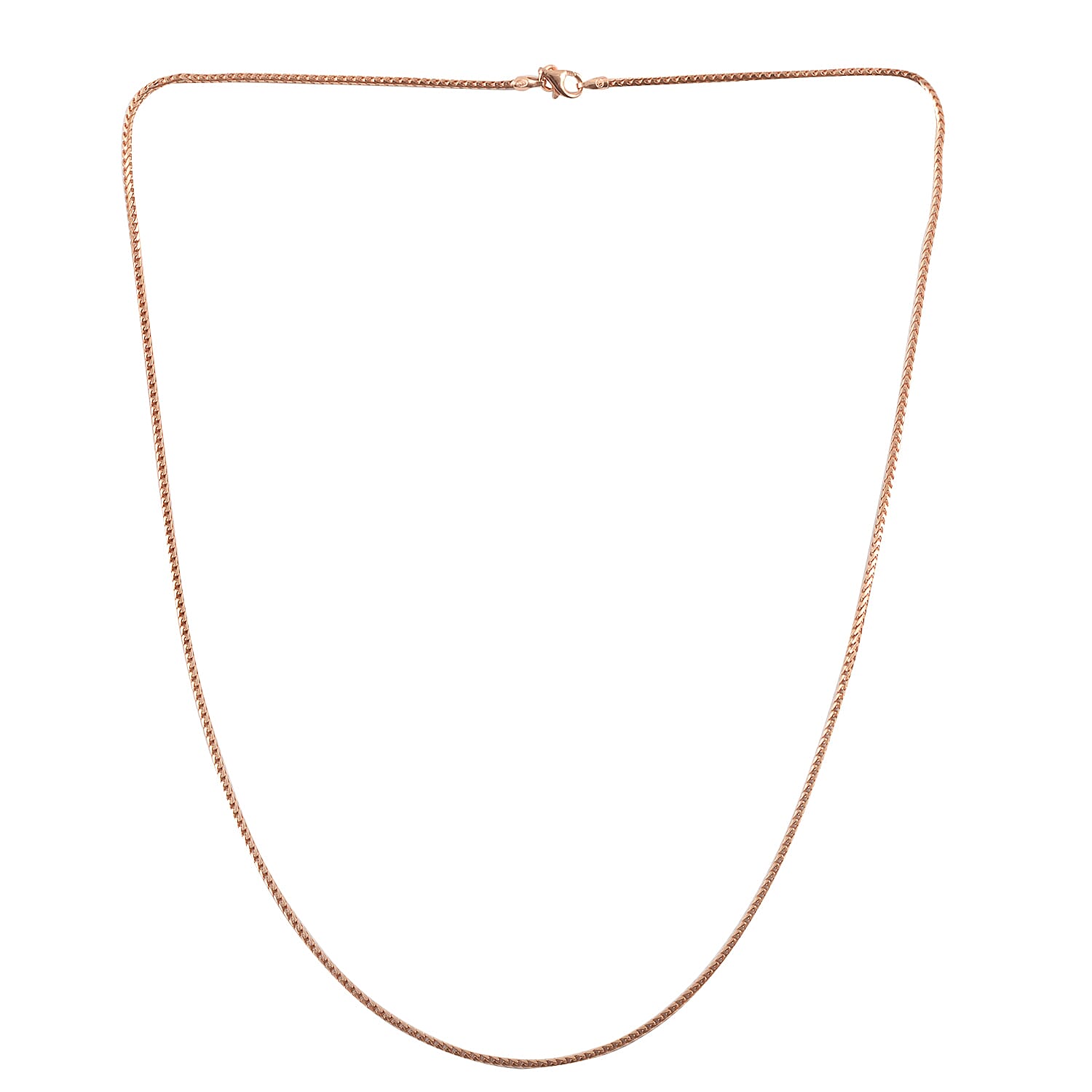 Italian 130 Gauge Franco Necklace 20 Inches in 14K Rose Gold Over Sterling Silver 6.10 Grams