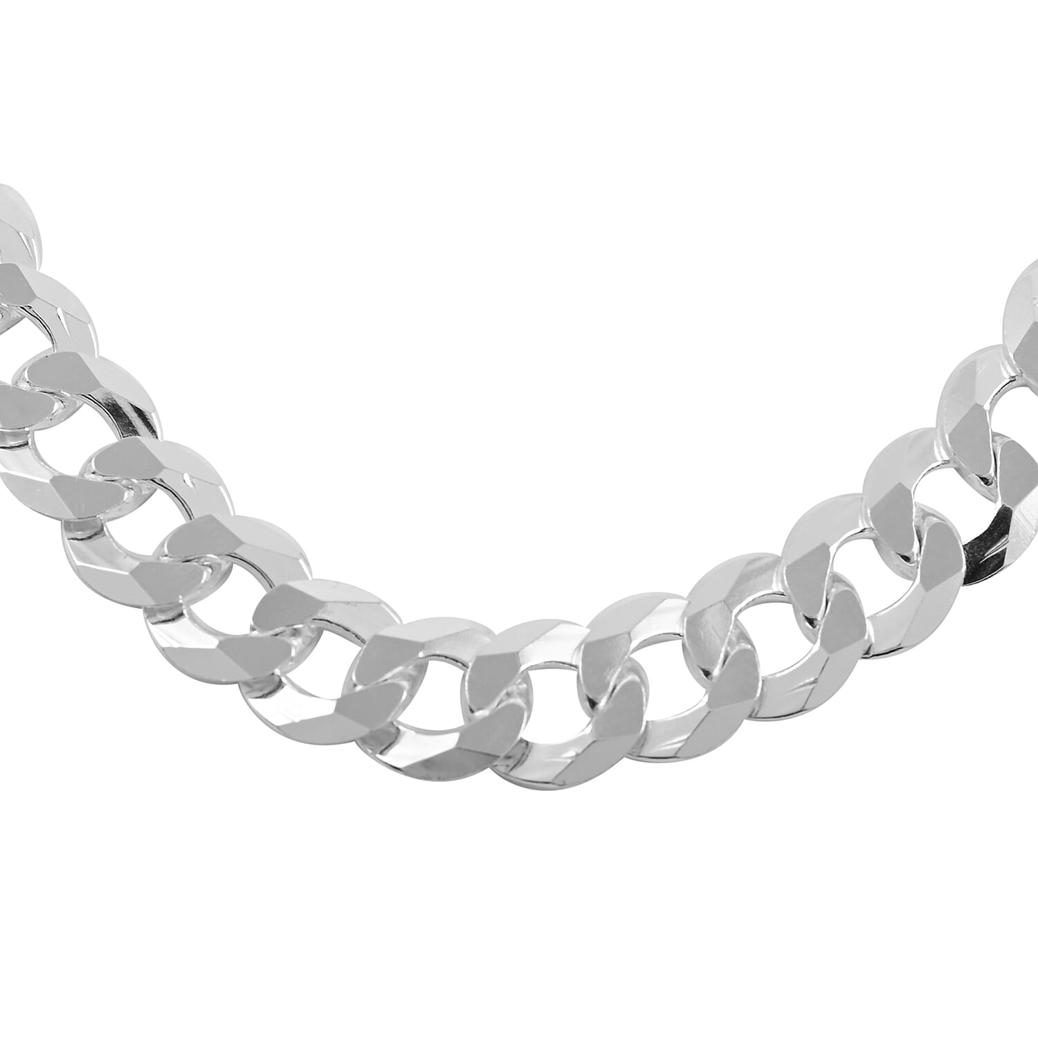 Italian Sterling Silver Straight Flat Curb Necklace 24 Inches 19.80 Grams