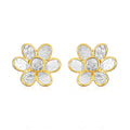Artisan Crafted Polki Diamond Oval Stud Earrings in 14K Yellow Gold Over Sterling Silver 1.00 ctw - Sticky add to cart bar
