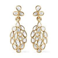 Artisan Crafted Polki Diamond Dangle Earrings in 14K Yellow Gold Over Sterling Silver 2.00 ctw