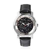 EON 1962 Black Jade Swiss Movement Watch with Black Leather Strap 20.00 ctw