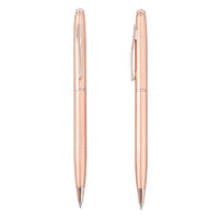 Set of 2 Ball Point Pens Studded with White Crystal Made with Swarovski in Gift Box -Brown Black