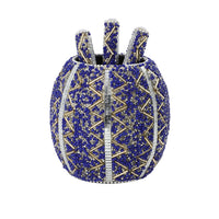 Set of 3 Blue Beaded Pen (4.5 in) with Matching Beaded Pen Pot (3.9"x3.9"x4.08")