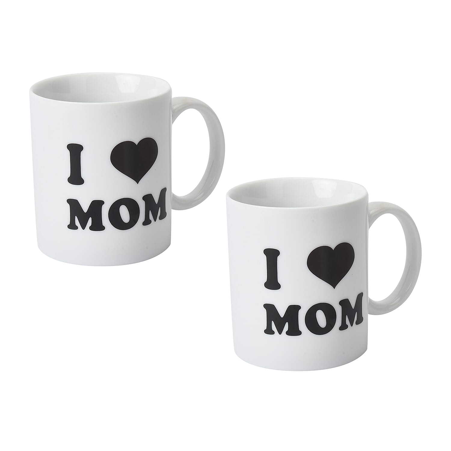 Set of 2 Black and White Ceramic Color Change I Love MOM Cup