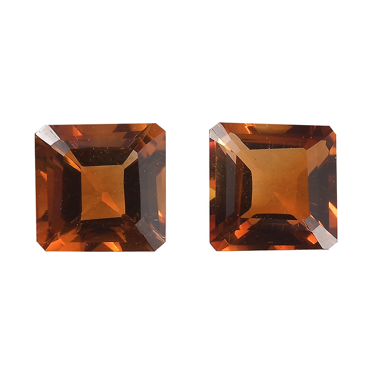 Brazilian Cherry Citrine Set of 2 (Oct 6x6 mm) 1.85 ctw Loose Gemstone