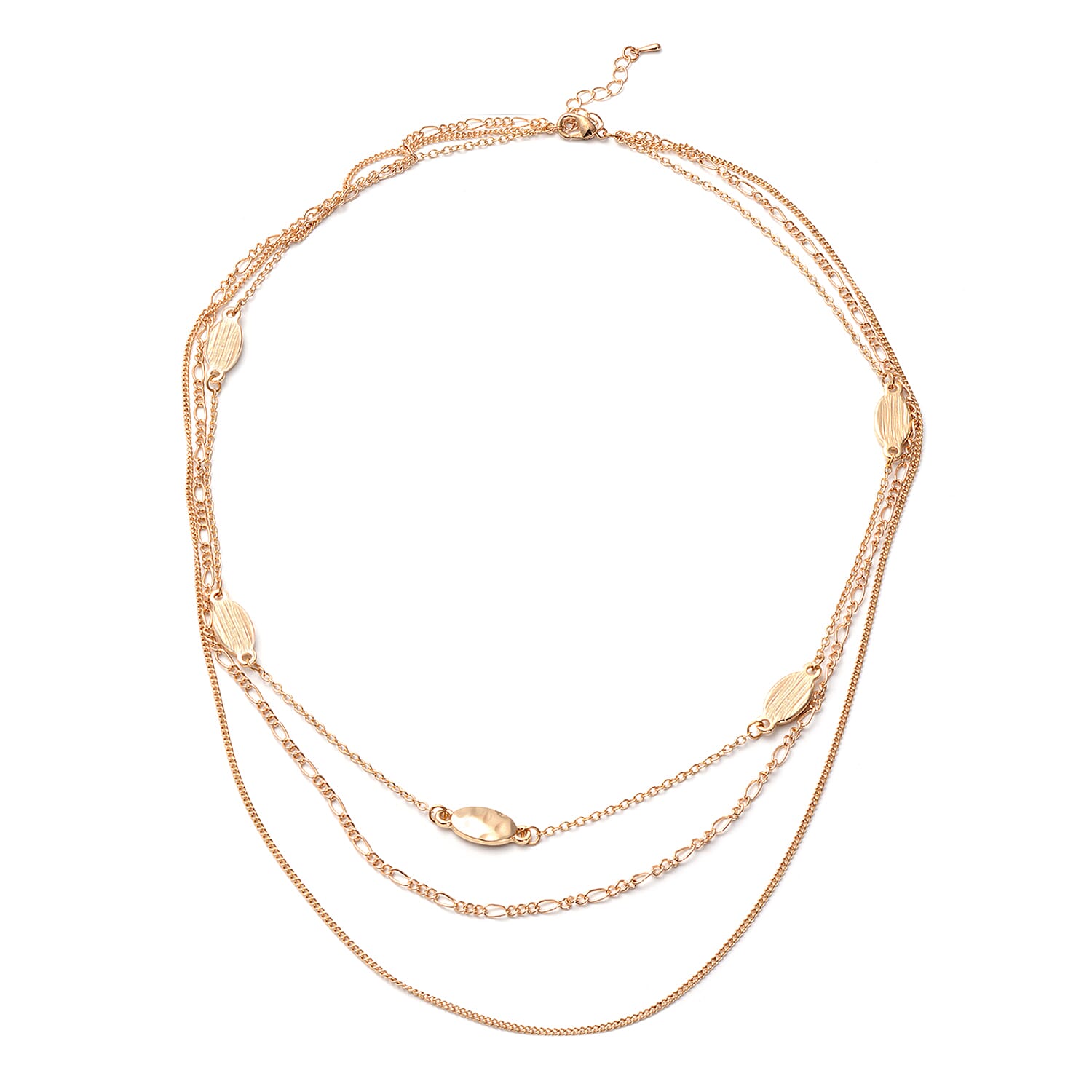 Multi Layered Necklace 20 Inches with Charms in Goldtone