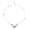 Simulated Diamond Chevron Shape Necklace 20 Inches in Silvertone - Sticky add to cart bar