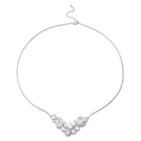 Simulated Diamond Chevron Shape Necklace 20 Inches in Silvertone