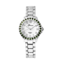 GENOA 10th ANNIVERSARY SPECIAL Natural Russian Diopside Miyota Japanese Movement Watch in Silvertone 1.50 ctw