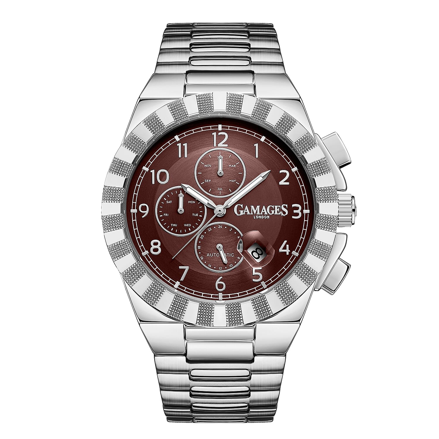 GAMAGES OF LONDON Limited Edition Hand Assembled Distinguish Automatic Movement Watch in Stainless Steel (45mm) FREE GIFT PEN