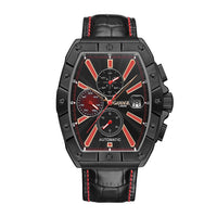 GAMAGES OF LONDON Limited Edition Hand Assembled Galactic Automatic Movement Genuine Leather Strap Watch in Black (43mm)