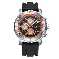 GAMAGES OF LONDON Limited Edition Hand Assembled Innovator Automatic Movement Silicone Strap Watch in Orange (45mm) FREE GIFT PEN