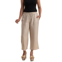JOVIE Coral Linen Wide Leg Capri with Drawstring - L