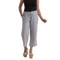 JOVIE Pinstripe Gray Linen Wide Leg Capri with Drawstring - M - Sticky add to cart bar