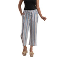 JOVIE Pinstripe Gray Linen Wide Leg Capri with Drawstring - M - Sticky add to cart bar