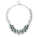 Simulated Peacock Pearl and White Austrian Crystal Necklace 20 Inches in Silvertone - Sticky add to cart bar
