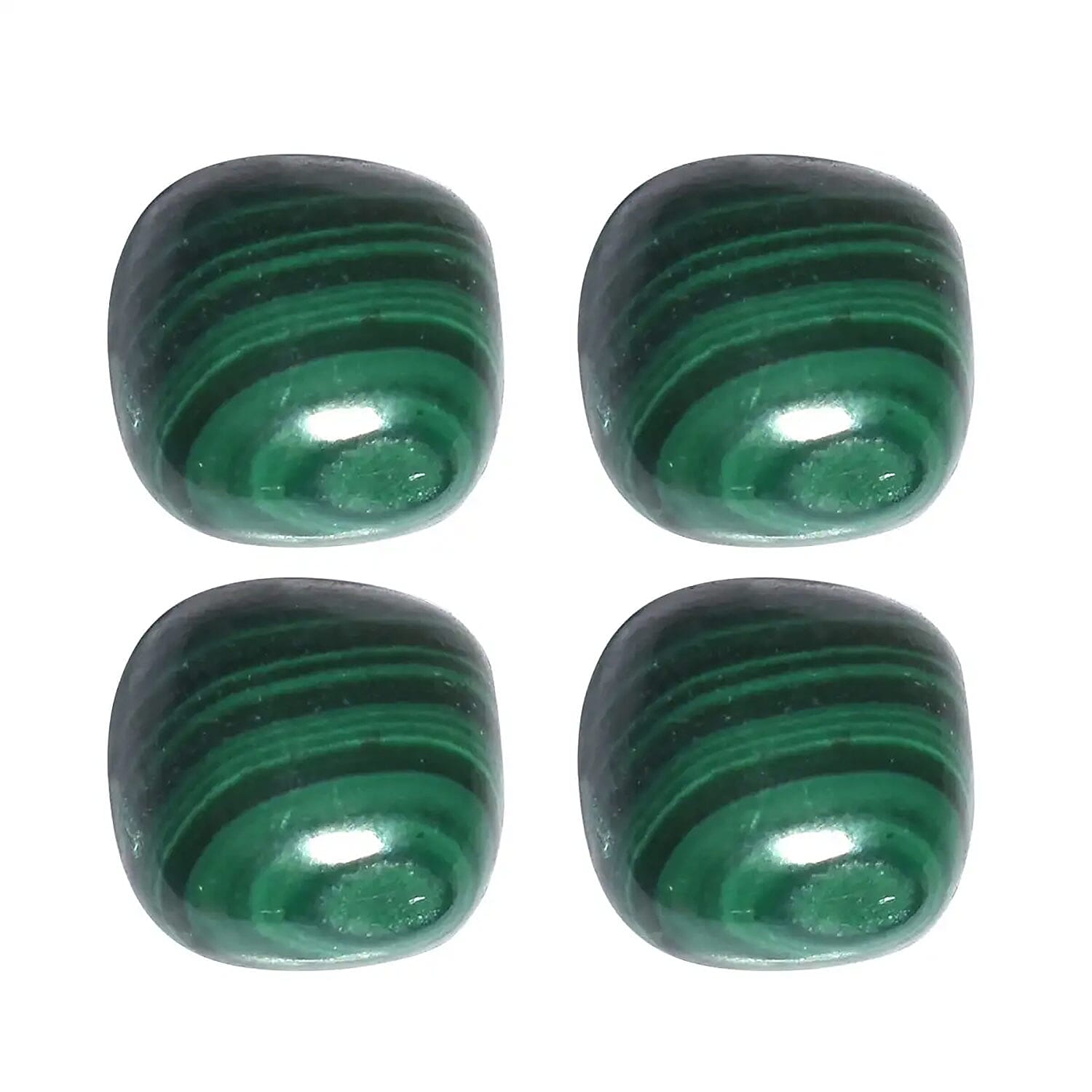 African Malachite Set of 4 (Cush 7x7 mm) 7.00 ctw