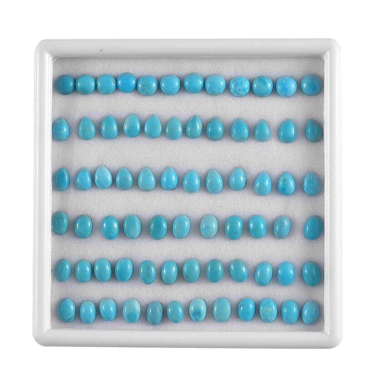 Sleeping Beauty Turquoise Assorted Box, Loose Gemstones For Jewelry Making, Sleeping Beauty Turquoise Gems For Ring Earrings Necklace (Mix Mix Size) 50.00 ctw
