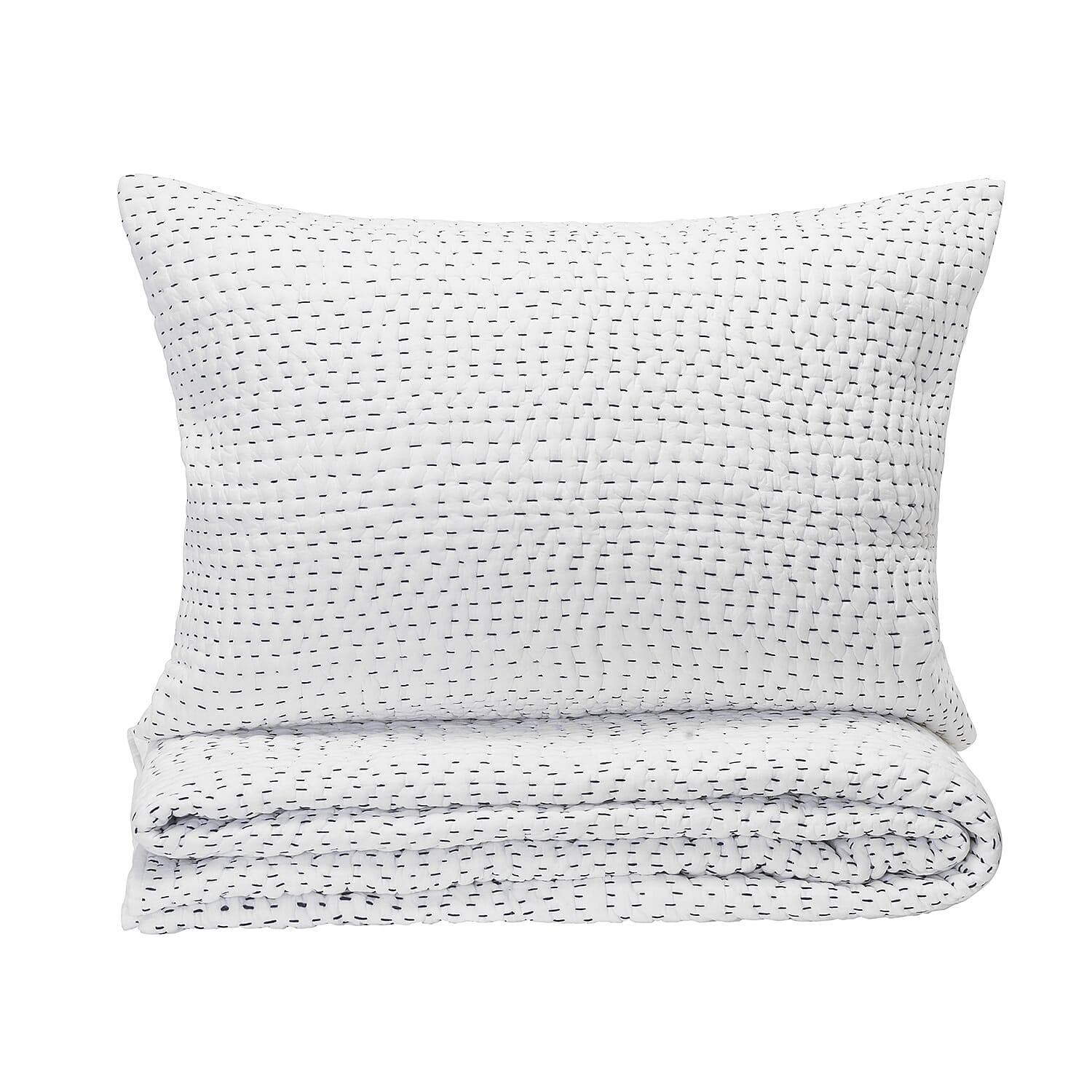 Cloud9 Luxury Bedding Collection, Ivory Quilt and Matching Shams with Natural Pick Stitch Design, King Size (1)