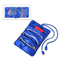 Royal Blue Floral Embroidery Pattern Satin Travel Jewelry Roll Organizer - Sticky add to cart bar