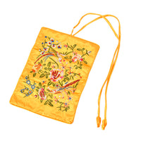 Royal Blue Floral Embroidery Pattern Satin Travel Jewelry Roll Organizer