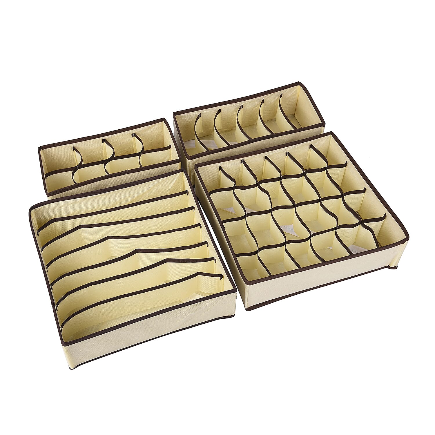 Set of 4 Beige Non-Woven Storage Organizers (11.02x5.51 - 12.6x12.4)