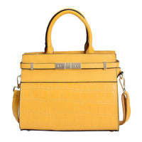Black Texture Inspired Pattern Genuine Leather Convertible Satchel Bag
