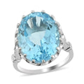 Sky Blue Topaz Solitaire Ring in Rhodium Over Sterling Silver (Size 7.0) 14.00 ctw - Sticky add to cart bar