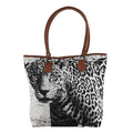 DESIGNER INSPIRED White & Black Leopard Pattern Polyester Tote Bag - Sticky add to cart bar