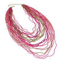 Pink Seed Bead Multi Layer Necklace