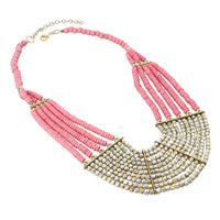 Pink Seed Bead Multi Strand Necklace