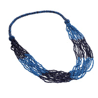 Blue Seed Bead Multi Strand Necklace