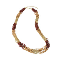 Beige and Brown Seed Bead Multi Strand Necklace